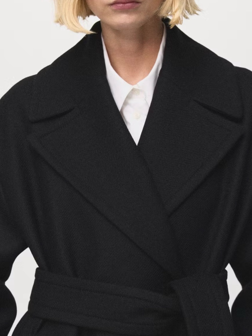 Mango Black Wool Long Coat